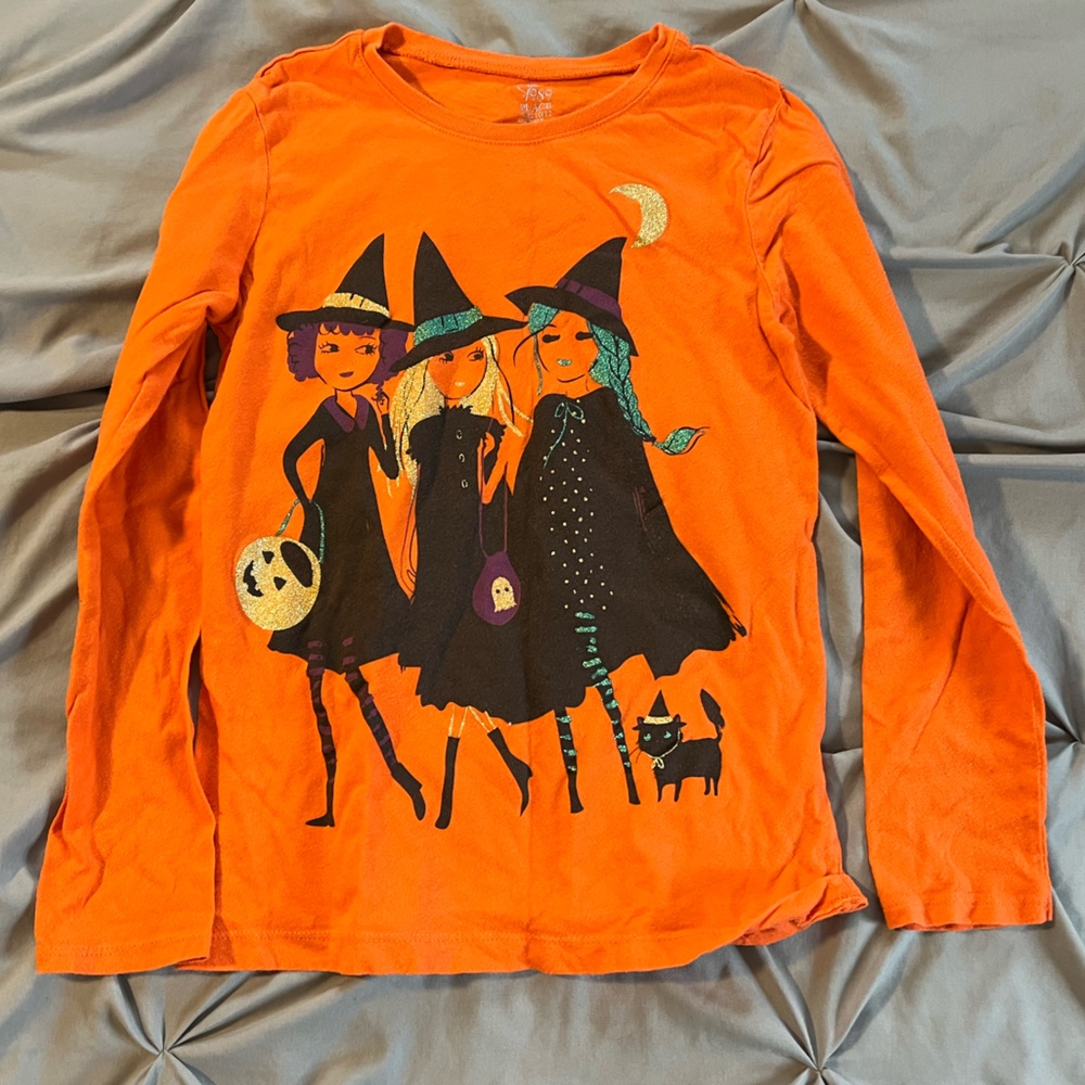 Orange Halloween long sleeve shirt.